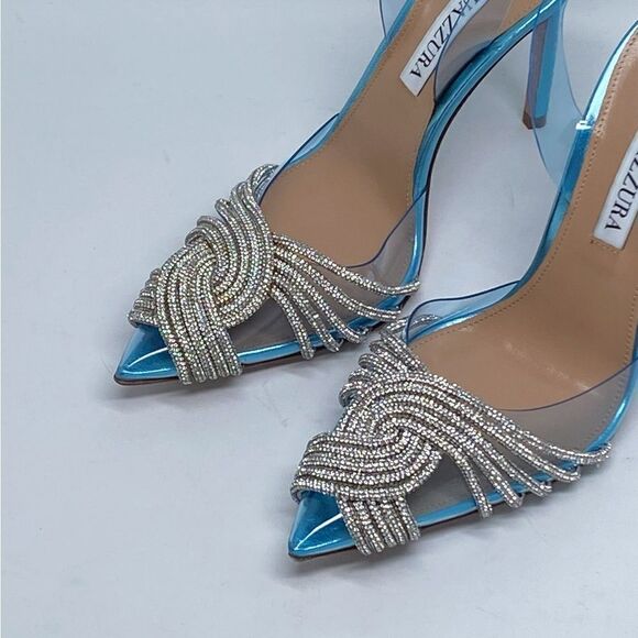 Aquazzura Gatsby Crystal-Embellished Slingback pumps size 35 - Picture 6 of 13